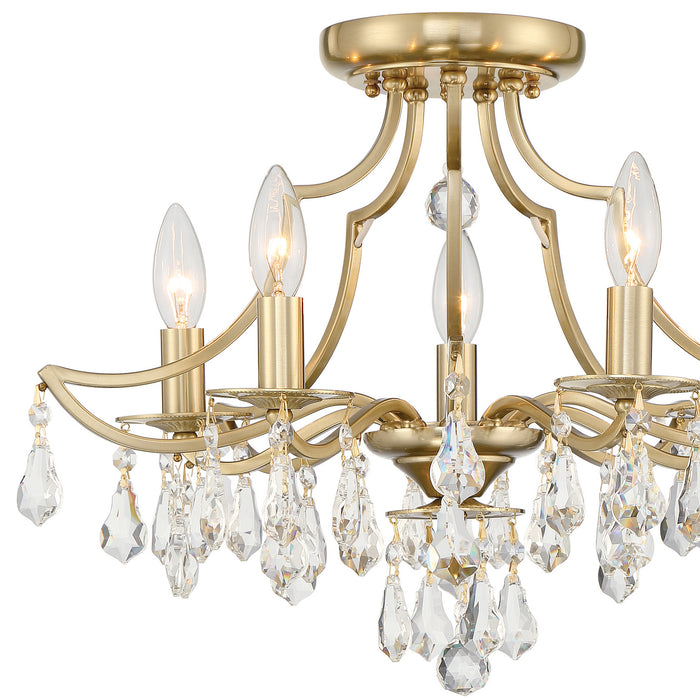 Crystorama 5930-VG-CL-MWP Five Light Semi Flush Mount, Vibrant Gold