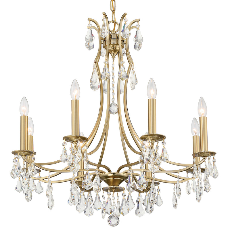 Crystorama 5938-VG-CL-MWP Eight Light Chandelier, Vibrant Gold