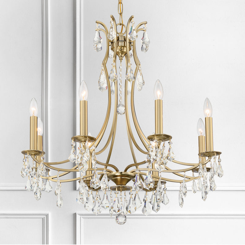 Crystorama 5938-VG-CL-MWP Eight Light Chandelier, Vibrant Gold