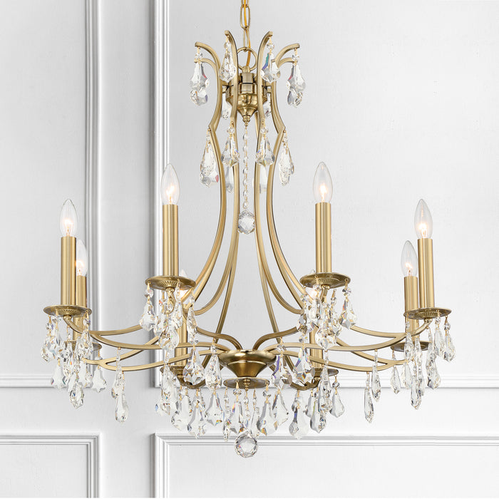 Crystorama 5938-VG-CL-MWP Eight Light Chandelier, Vibrant Gold