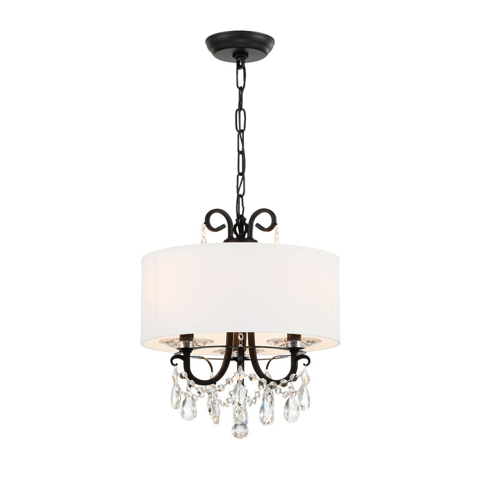 Crystorama 6623-MK-CL-MWP Three Light Mini Chandelier, Matte Black
