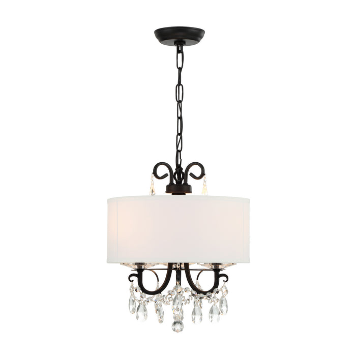 Crystorama 6623-MK-CL-MWP Three Light Mini Chandelier, Matte Black