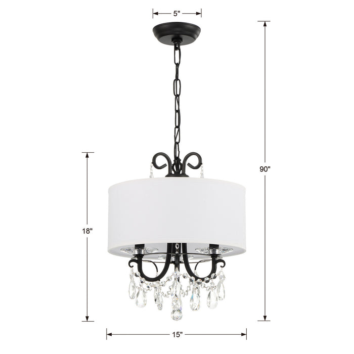 Crystorama 6623-MK-CL-MWP Three Light Mini Chandelier, Matte Black