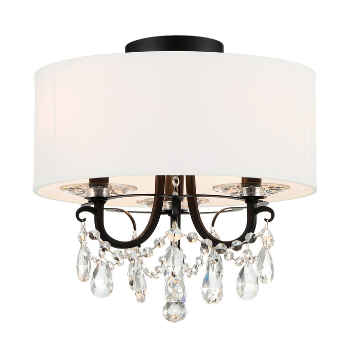 Crystorama 6623-MK-CL-MWP_CEILING Three Light Semi Flush Mount, Matte Black