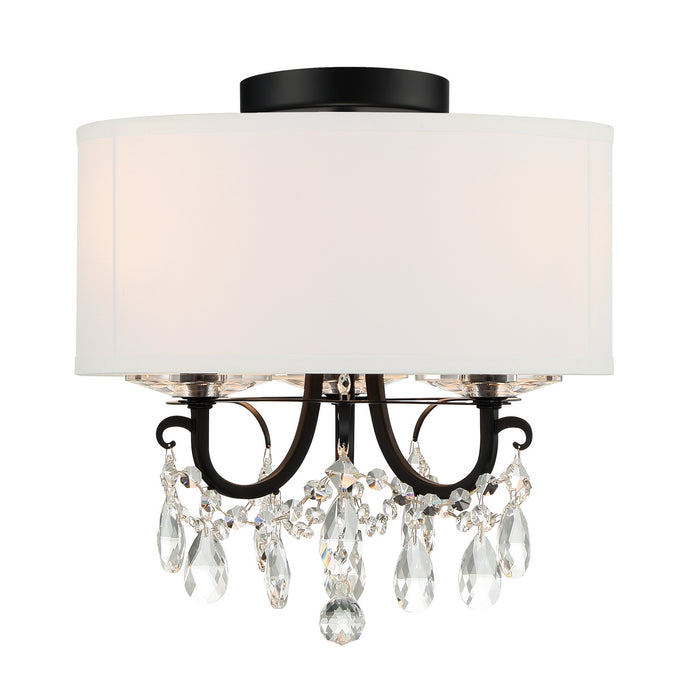 Crystorama 6623-MK-CL-MWP_CEILING Three Light Semi Flush Mount, Matte Black