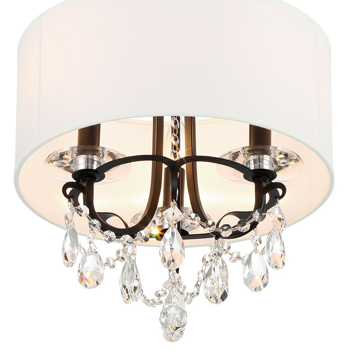 Crystorama 6623-MK-CL-MWP_CEILING Three Light Semi Flush Mount, Matte Black