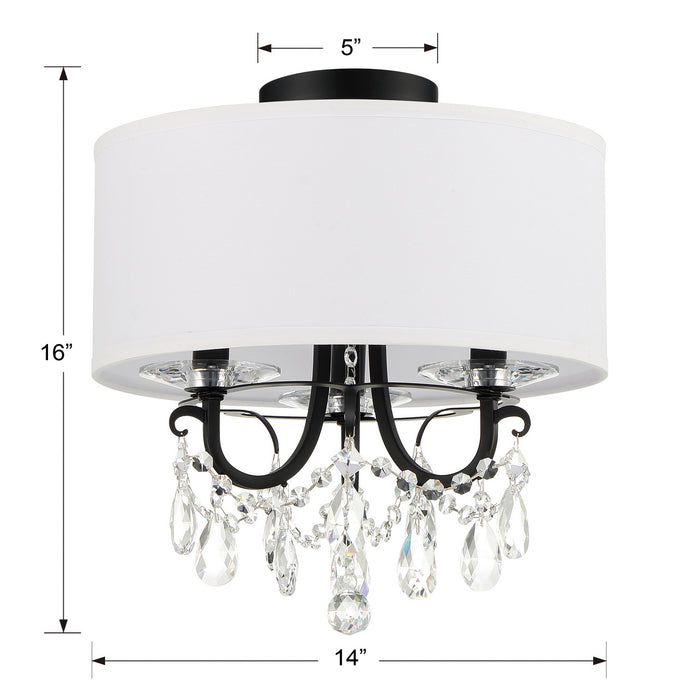 Crystorama 6623-MK-CL-MWP_CEILING Three Light Semi Flush Mount, Matte Black