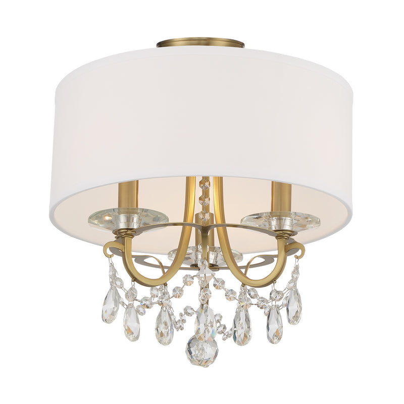 Crystorama 6623-VG-CL-MWP_CEILING Three Light Semi Flush Mount, Vibrant Gold