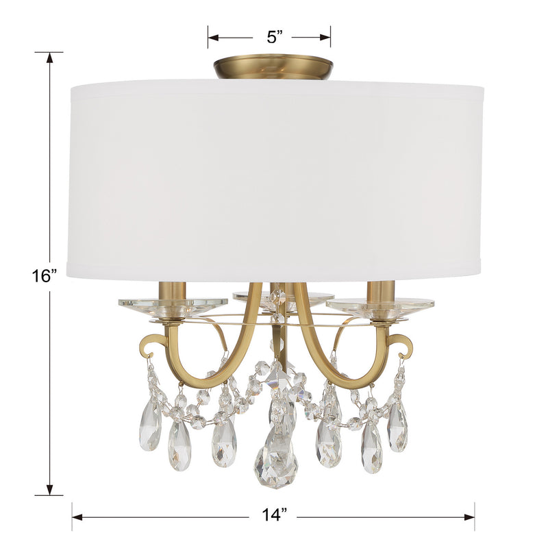 Crystorama 6623-VG-CL-MWP_CEILING Three Light Semi Flush Mount, Vibrant Gold