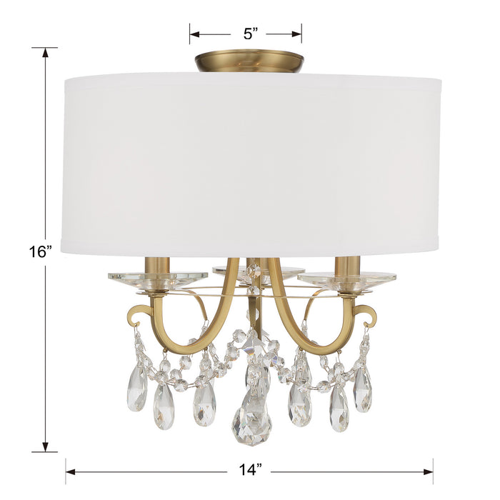Crystorama 6623-VG-CL-MWP_CEILING Three Light Semi Flush Mount, Vibrant Gold