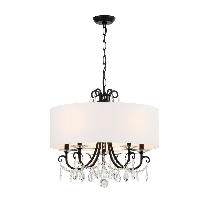 Crystorama 6625-MK-CL-MWP Five Light Chandelier, Matte Black
