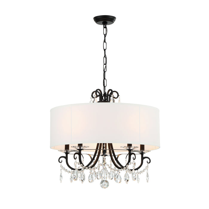 Crystorama 6625-MK-CL-MWP Five Light Chandelier, Matte Black