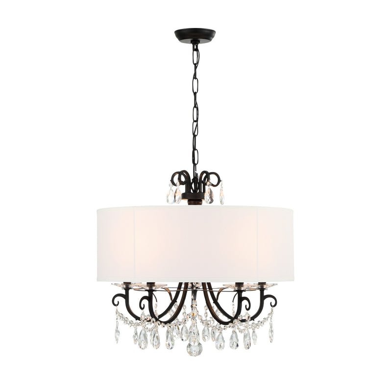 Crystorama 6625-MK-CL-MWP Five Light Chandelier, Matte Black