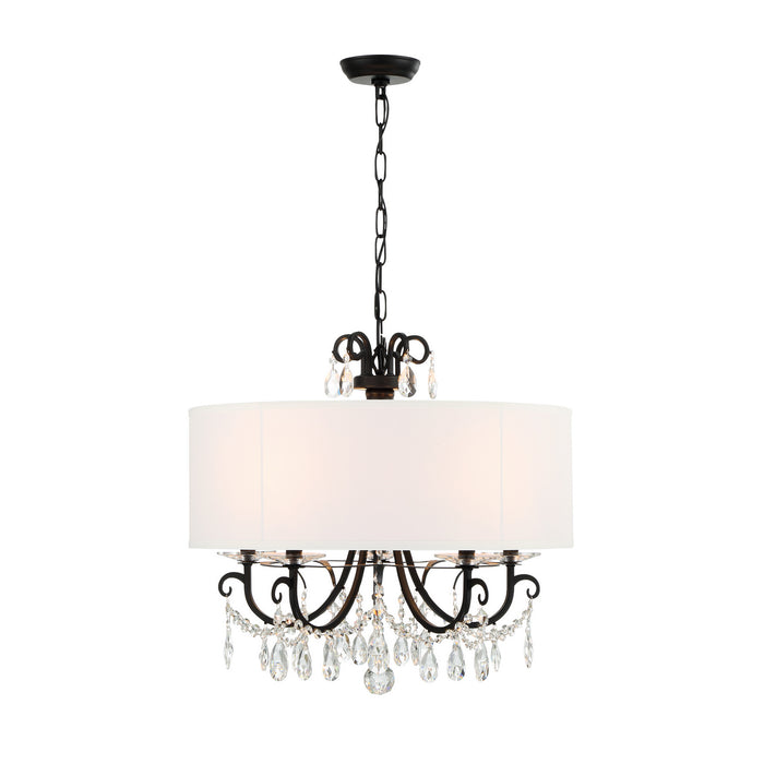 Crystorama 6625-MK-CL-MWP Five Light Chandelier, Matte Black