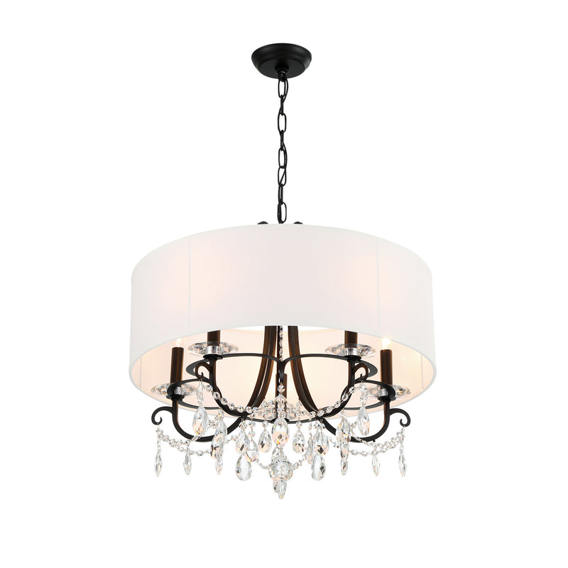 Crystorama 6625-MK-CL-MWP Five Light Chandelier, Matte Black