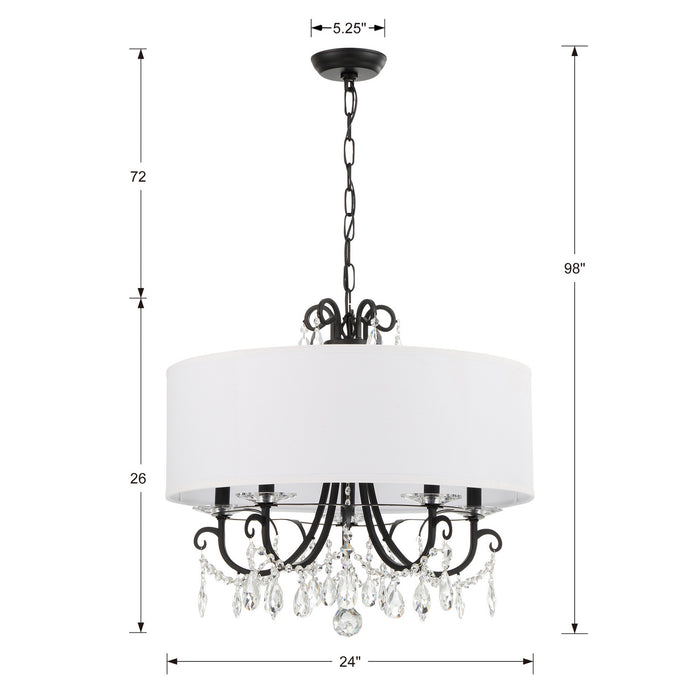 Crystorama 6625-MK-CL-MWP Five Light Chandelier, Matte Black
