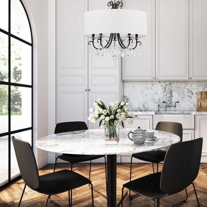 Crystorama 6625-MK-CL-MWP Five Light Chandelier, Matte Black