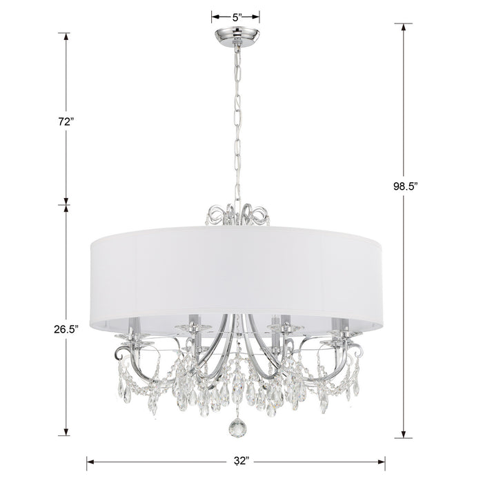 Crystorama 6628-CH-CL-MWP Eight Light Chandelier, Polished Chrome