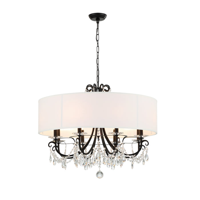 Crystorama 6628-MK-CL-MWP Eight Light Chandelier, Matte Black