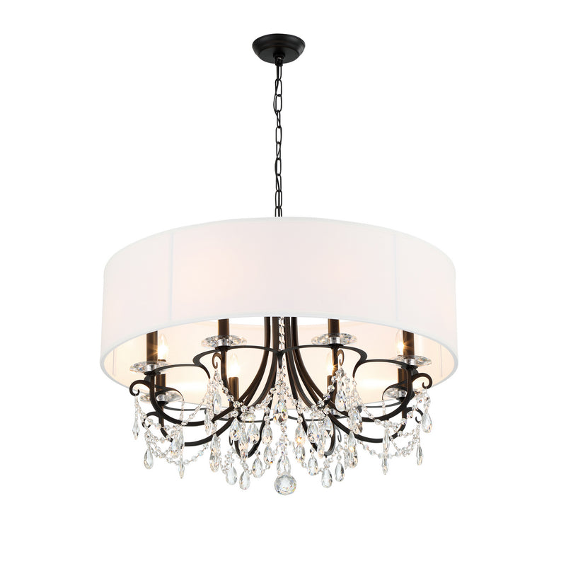 Crystorama 6628-MK-CL-MWP Eight Light Chandelier, Matte Black