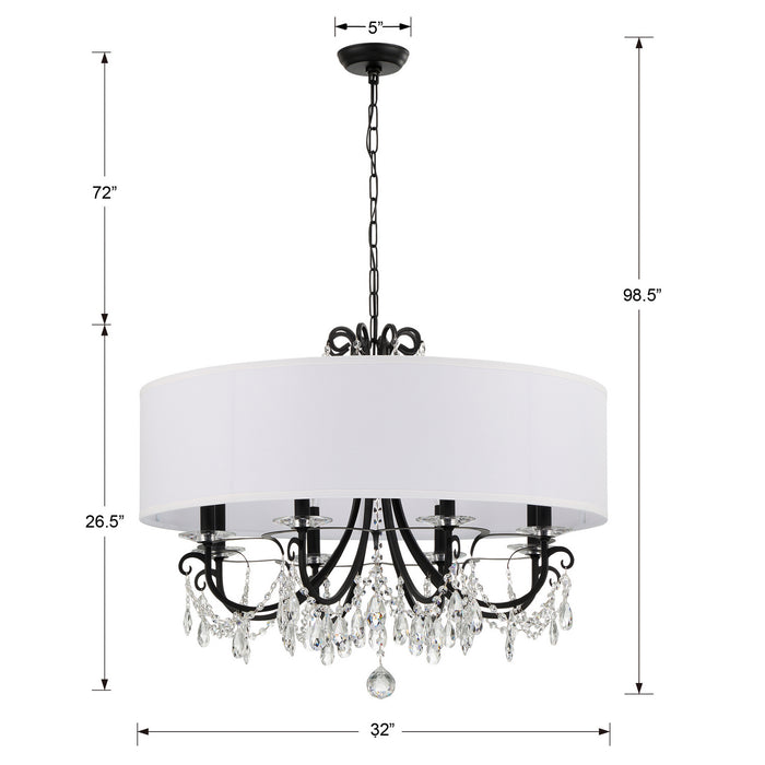 Crystorama 6628-MK-CL-MWP Eight Light Chandelier, Matte Black
