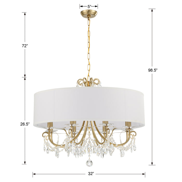 Crystorama 6628-VG-CL-MWP Eight Light Chandelier, Vibrant Gold