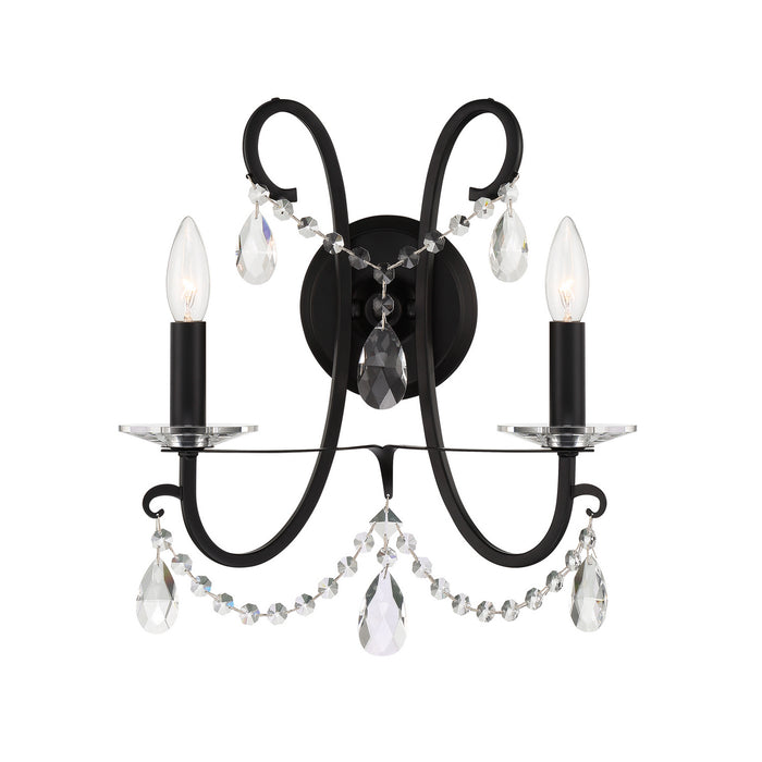 Crystorama 6822-MK-CL-MWP Two Light Wall Sconce, Matte Black