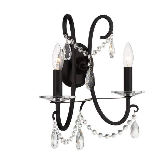 Crystorama 6822-MK-CL-MWP Two Light Wall Sconce, Matte Black