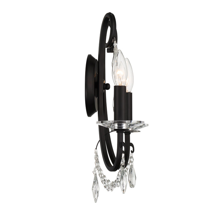 Crystorama 6822-MK-CL-MWP Two Light Wall Sconce, Matte Black