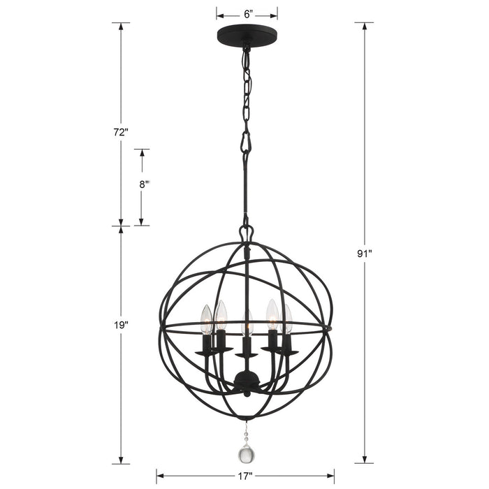 Crystorama 9224-BK Five Light Mini Chandelier, Black