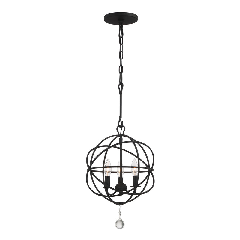 Crystorama 9225-BK Three Light Mini Chandelier, Black