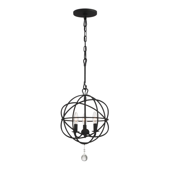 Crystorama 9225-BK Three Light Mini Chandelier, Black