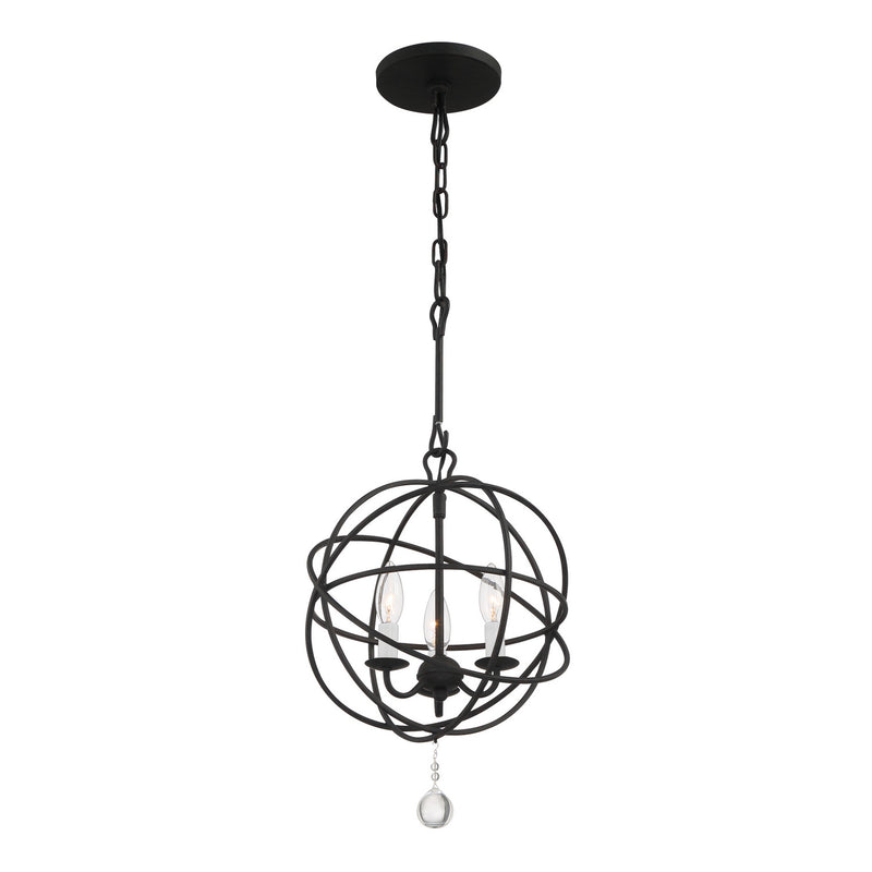 Crystorama 9225-BK Three Light Mini Chandelier, Black