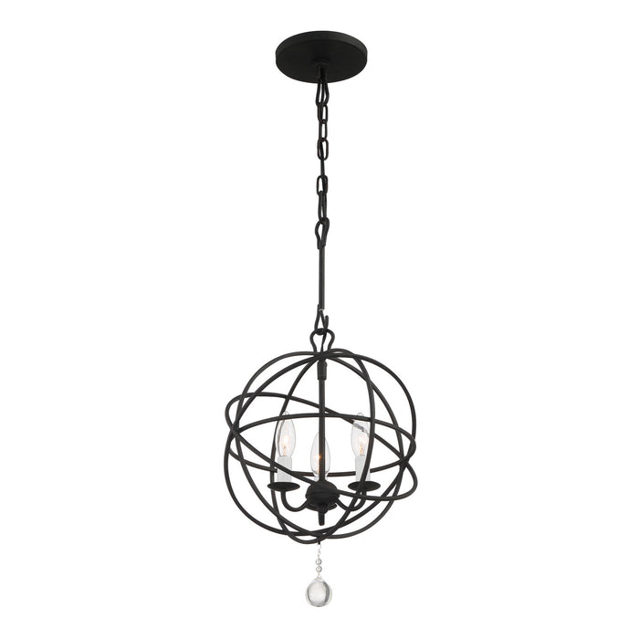 Crystorama 9225-BK Three Light Mini Chandelier, Black