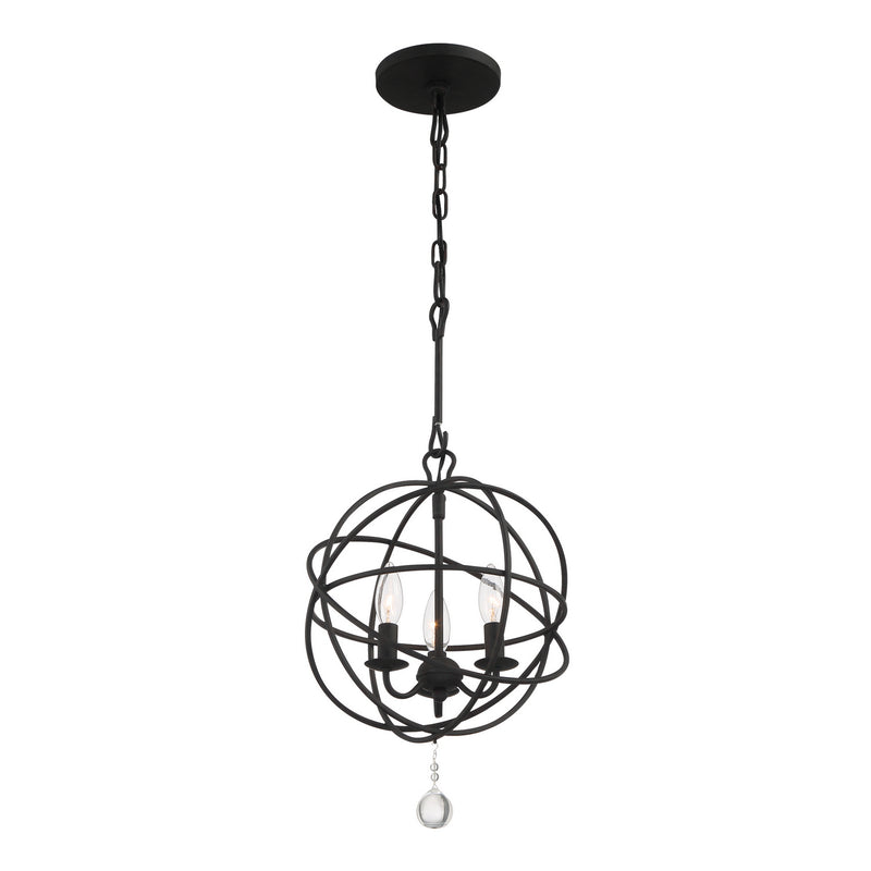 Crystorama 9225-BK Three Light Mini Chandelier, Black