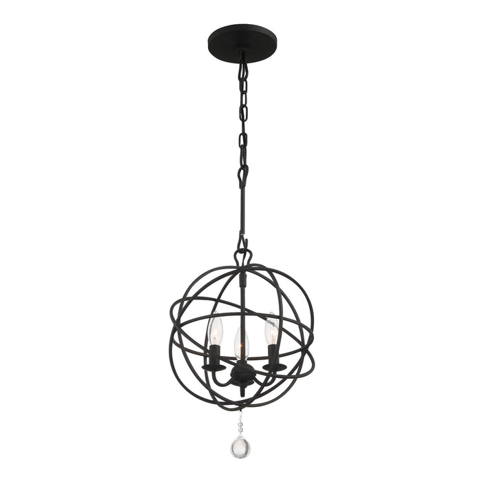 Crystorama 9225-BK Three Light Mini Chandelier, Black