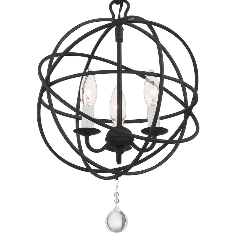 Crystorama 9225-BK Three Light Mini Chandelier, Black