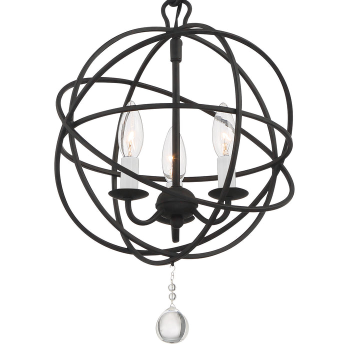 Crystorama 9225-BK Three Light Mini Chandelier, Black