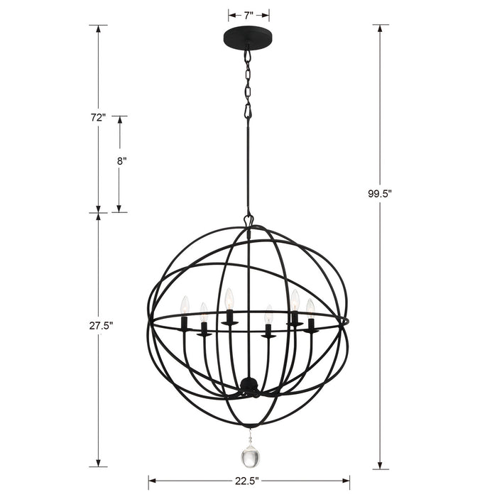 Crystorama 9226-BK Six Light Chandelier, Black
