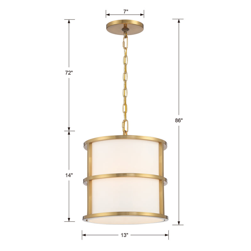 Crystorama 9593-LG Three Light Pendant, Luxe Gold
