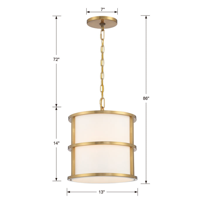 Crystorama 9593-LG Three Light Pendant, Luxe Gold
