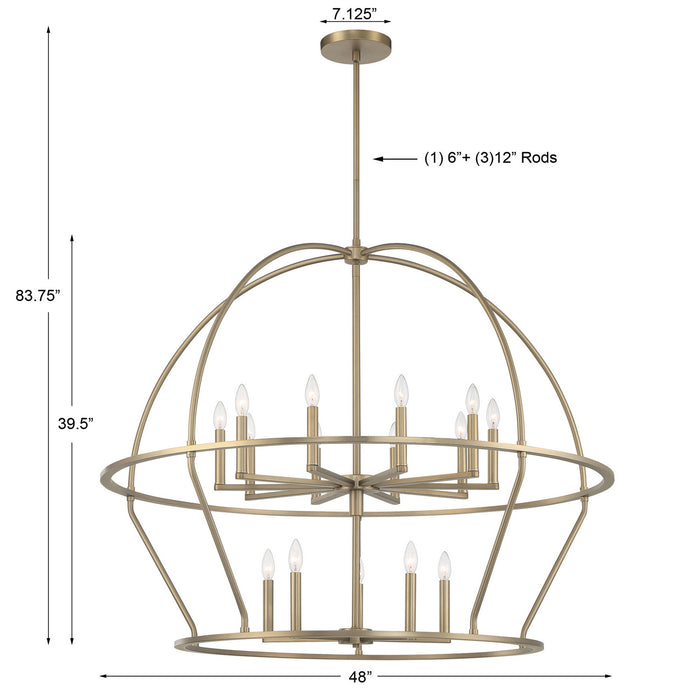 Crystorama ABB-3029-VG 15 Light Chandelier, Vibrant Gold