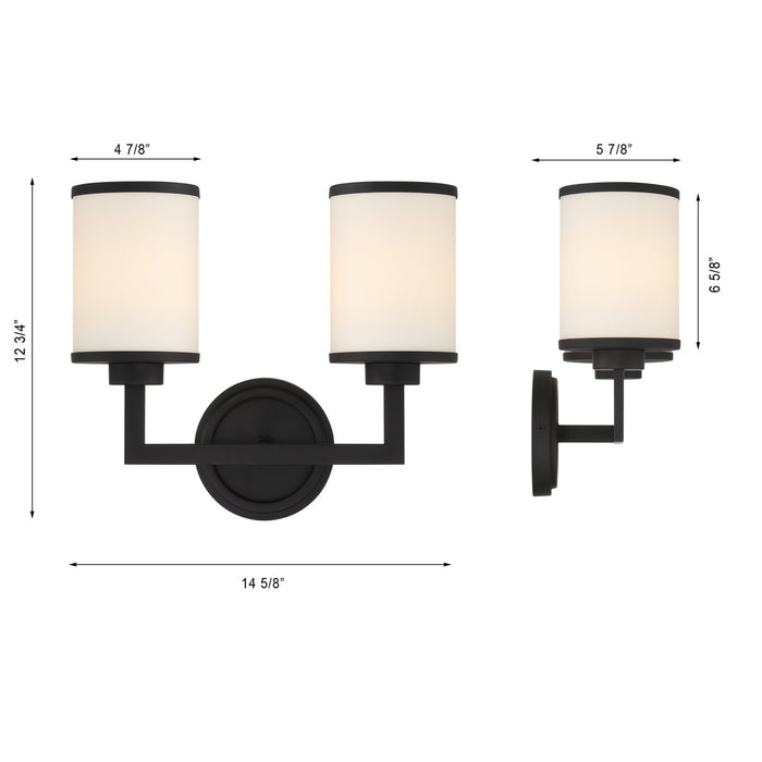 Crystorama BRY-8002-BF Two Light Wall Sconce, Black Forged