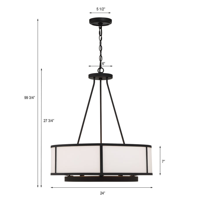 Crystorama BRY-8006-BF Six Light Chandelier, Black Forged