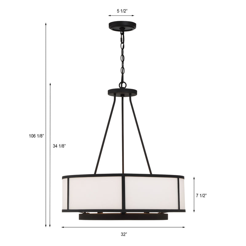 Crystorama BRY-8008-BF Eight Light Chandelier, Black Forged