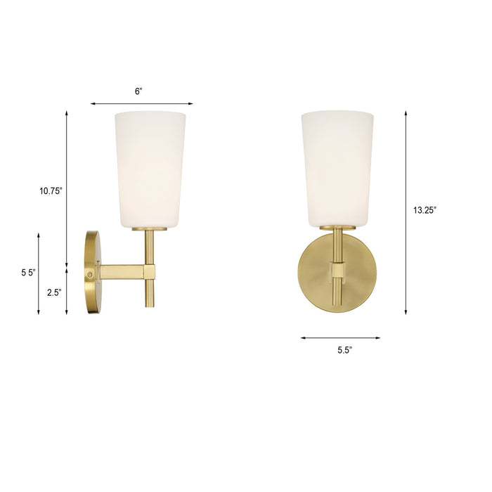 Crystorama COL-101-AG One Light Wall Sconce, Aged Brass