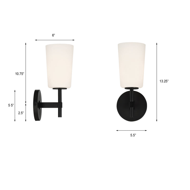 Crystorama COL-101-BK One Light Wall Sconce, Black
