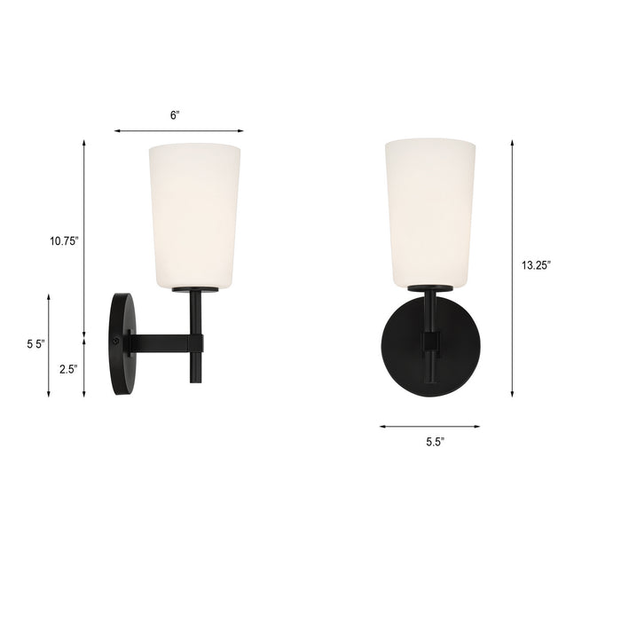 Crystorama COL-101-BK One Light Wall Sconce, Black