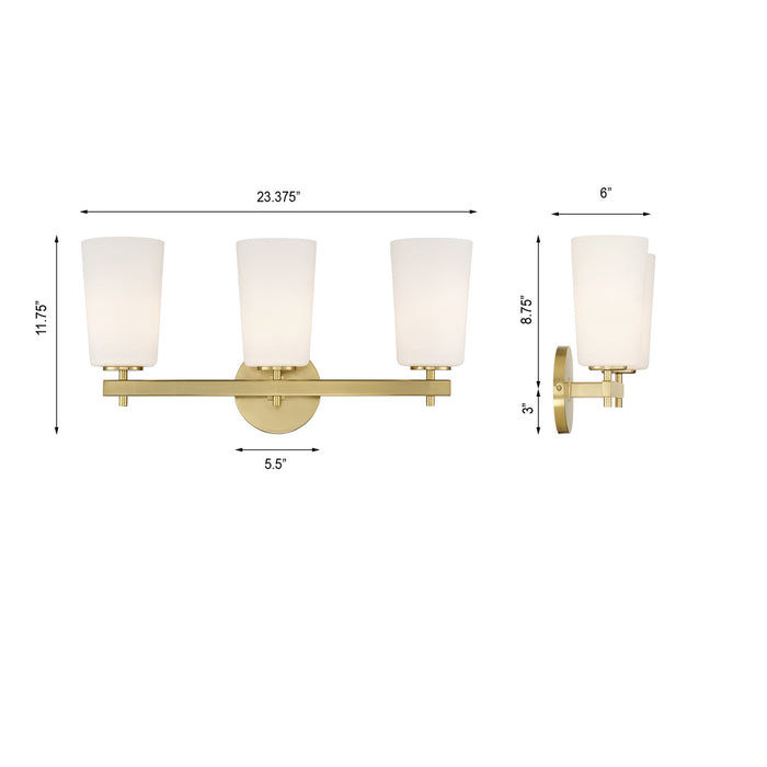 Crystorama COL-103-AG Three Light Wall Sconce, Aged Brass