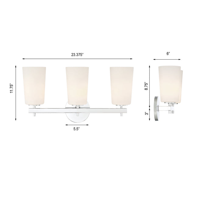 Crystorama COL-103-CH Three Light Wall Sconce, Polished Chrome